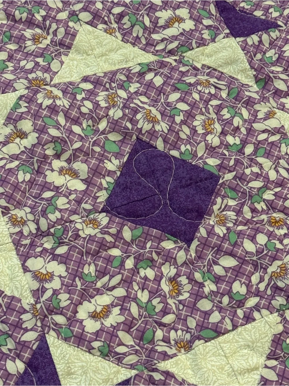 Handmade Purple Patchwork Quilt - Cozy Floral Design